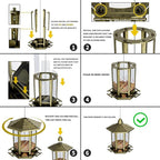 Birdream 2 Pack Bird Feeders for Outdoor, Retro Pagoda Design Fun Installation Bird Feeder, Attracting Wild Birds Chickadees Goldfinches Cardinals Finches and Sparrows - Retro Gold