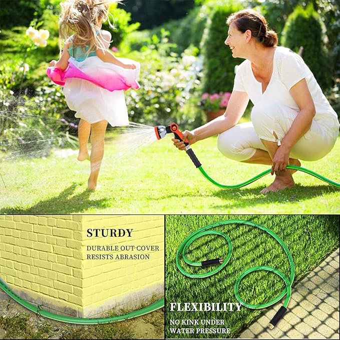 HQMPC Garden Hose 5/8" IDx10 Feet Hose No Kink Water Hose Heavy Duty Flexible Hose (10 Feet)