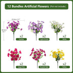 INQCMY Artificial Flowers for Outdoors Fake Plants Spring Summer Decoration, 12 Bundles Faux Petunias UV Resistant No Fade Realistic Silk Flower for Outside Planters Patio Porch Yard Window Box