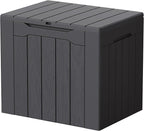 Devoko 29 Gallon Waterproof Outdoor Storage Box Resin Deck Box Lockable and UV Resistant for Patio Furniture, Garden Tools (Gray, 29 Gallon)