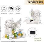 Solar Cherub Angel Outdoor Garden Decor Statues - 7 inches Baby Angel Figurines Outdoor Sculptures with Succulent, Garden Statues for Outside, Patio, Balcony, Lawn Ornaments or Housewarming Gift