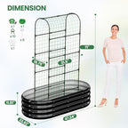 2 in 1 Galvanized Raised Garden Bed with 71" H Arch Trellis for Climbing Plants, Outdoor Gardening Planter Box with Climbing Net for Flowers Vegetables Fruits Herbs, Black