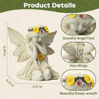 Solar Angel Garden Statue Outdoor Decor, Angel Figurines with Garland Flower Light, Cemetery Decoration for Grave, Yard, Patio, Balcony, House Warming Birthday Gifts for Women, Mom, Grandma