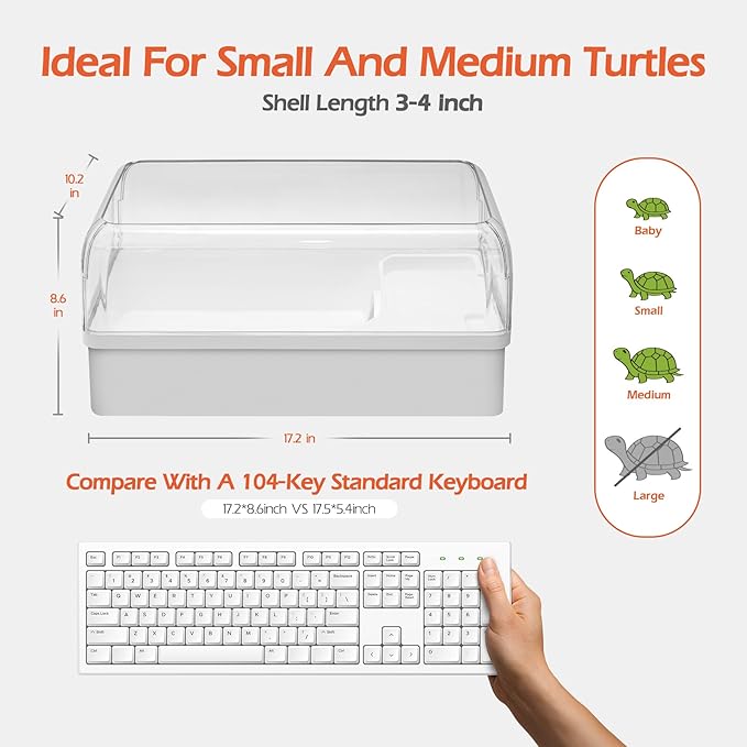 AZV Turtle Tank Starter Habitat Kit,Complete Aquatic Terrarium Enclosure with Filter,Basking Platform with Hideout,Multi-Function Area,Drainage,Plants and Lamps,Perfect for Red Eared Slider Aquarium