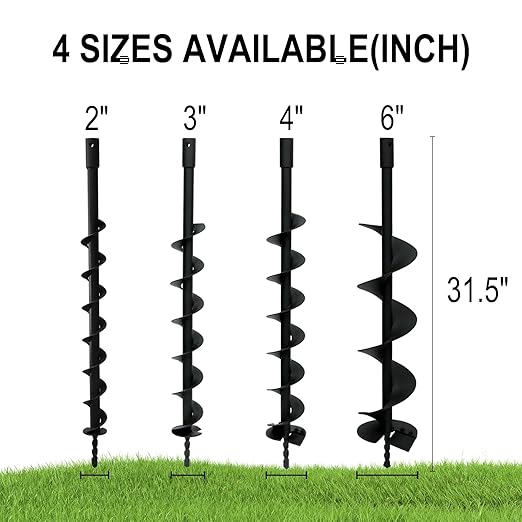 Heavy-Duty Earth Auger Drill Bit - 3" x 31.5" Post Hole Digger with Tungsten Carbide Tip for Fence, Tree Planting, Gardening & DIY Projects - Fits Most Common Auger Powerheads