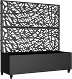 Casaphoria Metal Raised Garden Bed with Trellis and Wheels, 47"x47"x16" Planter Box for Climbing Plants, Vegetables & Vines, Features Drainage Holes and Privacy Screen (Black-Net)