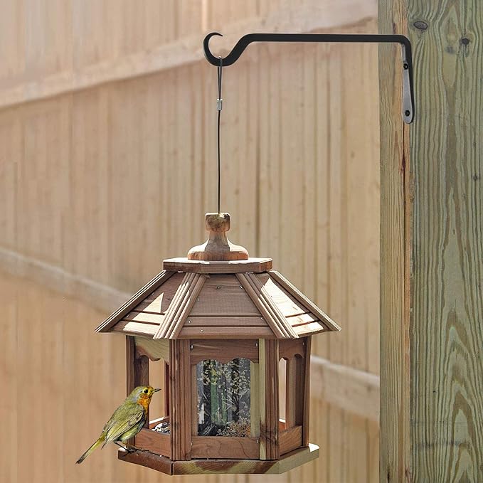 AILIN YELOKIE 12" Plant Hangers 8-Pack - Heavy Duty Rust-Resistant Steel Hooks for Bird Feeders, Indoor/Outdoor Plants & Wall Decor, Black