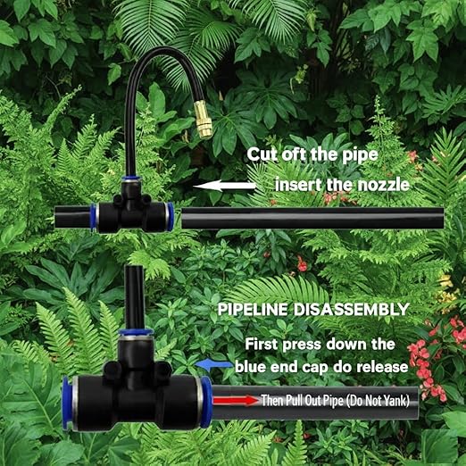 Automatic Garden Irrigation System 100ft, Upgraded Drip & Spray Watering Kit with 18 Adjustable Copper Nozzles for Raised Beds, Outdoor Garden, Lawn, Potted Plants & Greenhouse (100ft)