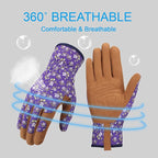 Bamllum Leather Gardening Gloves for Women - Working Gloves for Weeding, Digging, Planting, Raking and Pruning