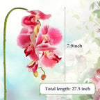 Chuangdi 2 Pieces Artificial Phalaenopsis with Suction Cups Terrarium Plant Decoration Reptile Habitat Plant Decor for Hermit Crab Lizards Geckos Snake Reptile (Dark Pink, White Yellow)