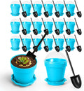 20 Pcs Nursery Pots with Humidity Dome, Cupcake Plant Nursery Pots with Bring A Plate and Shovel, Planting Cups for Seeds for Indoor Gardening and Plant Propagation(Blue)