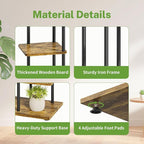iDavosic.ly 3 Tier Plant Stand Indoor, Tiered Corner Metal Wood Multiple Flower Holder Shelf, 25 Inch Tall Orchid Display Rack for Patio Porch Living Room Balcony Outdoor, Modern Black & Rustic Brown