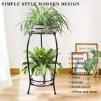 MOCORY Plant Stand Indoor Outdoor 2 Tier 25" Tall Metal Potted Holder Flower Pot Stand Heavy Duty Plant Shelf Rustproof Iron Multiple Plant Round Supports Rack for Planter Corner Garden Balcony Patio