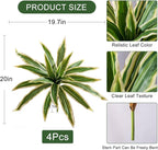 4 Pcs Artificial Greenery Stems Dracaena Faux Branches Artificial Plants Realistic Fake Dracaena Greenery Realistic Plants for Indoor Outdoor Porch Patio Home Office Living Room Decor (Yellow)