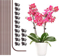 10Pcs Plant Support Stakes with 15pcs Plant Clips,15.7 Inches Bendable Plant Sticks for Indoor and Outdoor Plants,Single Stem Flower Stakes for Phalaenopsis Orchid Flower Roses(Brown)