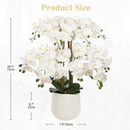 Briful Extra Large White Orchid Artificial Flowers in Cream Resin Pot, 29.5in Lifelike Silk Orchid Arrangement Faux Phalaenopsis Plant for Elegant Home Office Table Centerpiece Décor