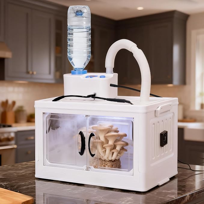 Indoor Mushroom Growing Kit Mushroom Cultivation Equipment Includes Humidity Control, Air Circulation Fans and Mushroom Grow Box