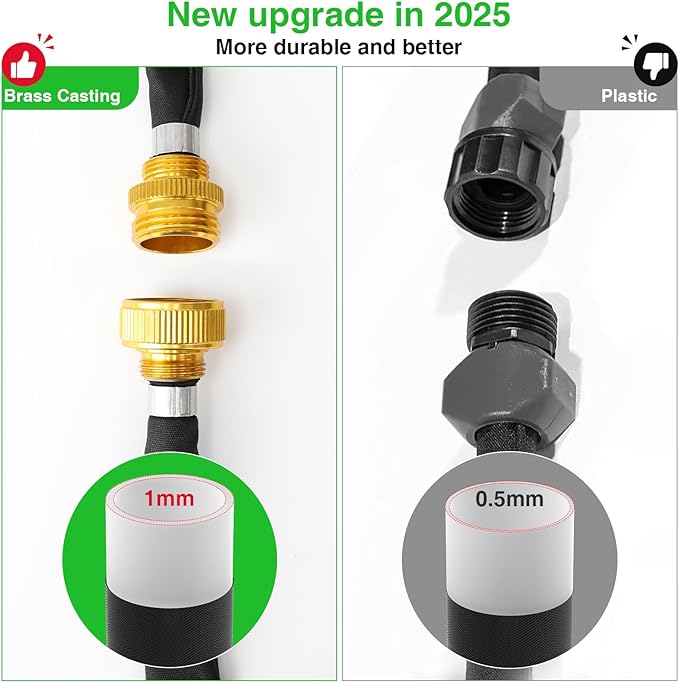 MIXC 2026 Thickened Flat Soaker Hose 200Ft with Copper Joint, Saving 80% Water, Aluminum Seal, 1mm Hose, 360°Swival Handle, Hole Pressure Relief Gasket, Drip Kit for Vegetable Garden, Lawn, Flower Bed