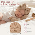 8 Sets Newborn Baby Girl Hats & Mittens, Cotton Preemie Hospital Bow Cap, No Scratch Gloves,Infant Beanies 0-3 Months
