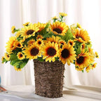 PASYOU Artificial Sunflower Plastic Fake Flowers Sunflowers for Indoor Outdoor Wedding Bridal Bouquet Home Garden Party DIY Wreath Table Arrangement Decoration Pot Planter Filler 4 pcs