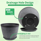 Quarut Large 12 Inch Plant Pot for Plants Outdoor Indoor, 4 Pack Plastic Flower Pots with Drainage Hole & Saucer, Modern Decorative Garden Pot with Saucer, Plant Container for House（Gray）