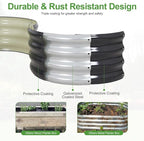 Galvanized Raised Garden Bed Outdoor- Raised Beds for Gardening| Metal Planter Box, Steel Raised Garden Bed Kit with Safety Edging and Gloves for Vegetables, Flower, Herbs (8x2x1FT, Gray)