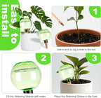 6 Pack Self Watering Globes 17oz Large Plant Watering Globes Top Fill, Self Water Planter Insert Indoor/Outdoor Plastic Water Bulbs Slow Release Terracotta for Plants, Green