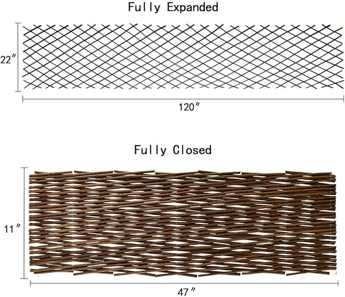 Expandable Willow Lattice Fence Panel Plant Support Garden Trellis Willow Trellis Fence for Climbing Plants Vine Ivy Rose Cucumbers Clematis Outdoors Garden Yard,36X92 Inch(2PC)