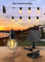 Brightown 34FT Outdoor Solar String Lights - LED G40 Pro Patio Energy Saving with 11 Shatterproof Bulbs, 3 Light Modes Waterproof Hanging Lights for Outside Garden Backyard Decor - Last for 20Hrs+