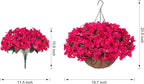 Artificial Fake Hanging Flowers Plants Basket for Outdoors Spring Summer Decoration, Faux Silk Bougainvillea Flowers in Planter UV Resistant Realistic for Outside Porch Patio Garden Yard Home, Hotpink