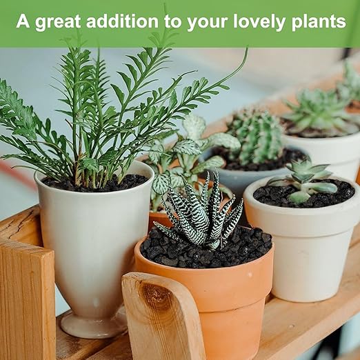 Pulovin 5 lbs Pebbles for Indoor Plants, Succulent, Cactus, 1/5 Inch Small Lava Rock for Plants Drainage, Natural Horticultural Volcanic Rock, Top-Dressing