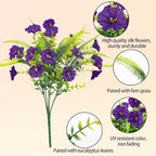Artificial Flowers for Outdoors 12 Bundles Artificial Petunias Fake Flowers UV Resistant Shrubs Plants with Fern for Indoor Outside Hanging Planters Home Garden Summer Decorations (Purple)