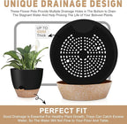 YNNICO 12" 10" 9" Large Self Watering Plant Pots, 3 Pack Flower Pots Planters with Multi Mesh Drainage Holes for Indoor Outdoor Garden Plants and Flowers (Black)