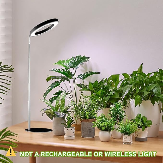 Yadoker 144 LEDs Full Spectrum Plant Grow Light for Indoor Plants，Height Adjustable, 6.3" Aluminum Housing,Automatic Timer with 8/12/16 Hours,10-Level Brightness,Black Plant Light,2 Pack