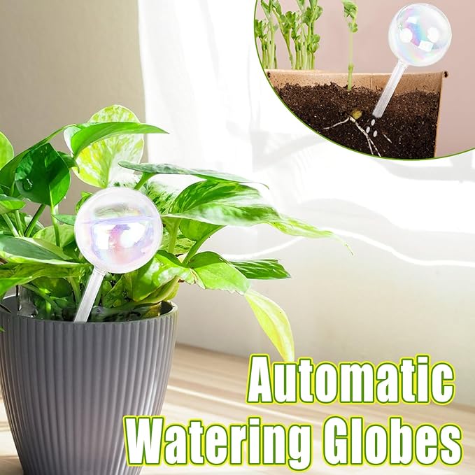 Pynqdfu 2 Pcs Plant Watering Globes,Colorful Rainbow Gradient Glass Watering Devices,Self Watering Planter Insert Plant Accessories for Indoor Outdoor,Home Garden,Flowerpot,Hanging Plants