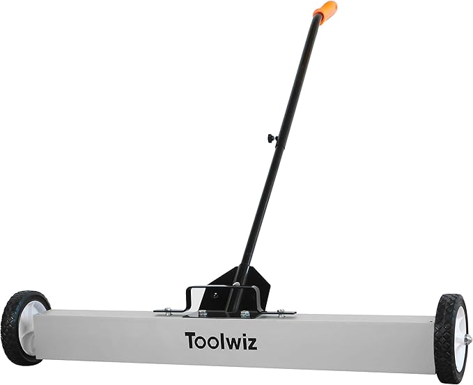 Toolwiz 36'' Magnetic Sweeper with Wheels, 50 Lbs Capacity Rolling Magnetic Floor Sweeper with Telescoping Holder and Quick Release Latch Industrial Heavy Duty Metal Pick Up 36 Inches