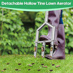 Manual Push Core Aerator Lawn Tool: Semi-Assembled Lawn Aerator with 3 Replaceable Hollow Tine - Yard Aeration Tool for Lawn Grass Plug Air Aerators, Handheld Lawn Care Coring Soil Aerator - Orange