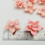 10 PCS 3D Flower Ceramic Tiles,1.6" Handmade Procelain Ceramic Flowers for Artwork,Fish Tank,Vases,Living Room, Dining Table,Office, Home Floral Decor (Double-Flowered Iridescent Light Orange)