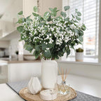 Beferr 5pcs Eucalyptus Stems & 6pcs Babys Breath Artificial Flowers Faux Greenery Bouquets for Wedding Table Centerpiece Home Decor