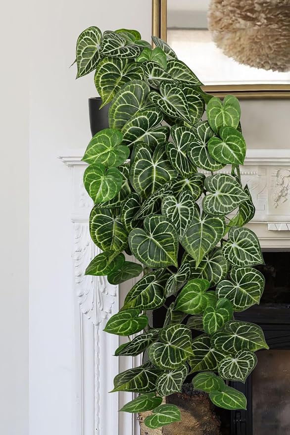 Large Fake Hanging Plants in Pot with Hook, 37" Artificial Hanging Pothos Long Vines Plants, Fake Potted Greenery Plant for Room Wall Living Room Bathroom Kitchen, Big Faux Ivy Houseplants for Shelf