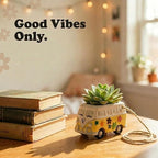 The Bridge Collection Hippy Vehicle Planter Pot (Yellow Bus - Hanging)