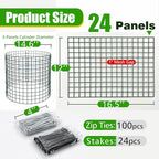 8 Pack Plant Protectors from Animals, 12"x16.5" Wire Garden Cloche for Squirrels Rabbits, Sturdy Metal Plant Cages with Zip Ties & Ground Stakes for Seedlings Flowers, 1" Mesh Gap