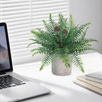 Artificial Boston Fern Potted Plants, 2 Pcs 15'' Fake Greenery Shrubs Plants in Pot for Home Office Living Room Desk Shelf Indoor