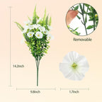 Artificial Flowers for Outdoors 12 Bundles White Artificial Petunias Fake Flowers UV Resistant Shrubs Plants with Fern for Indoor Outside Hanging Planters Home Garden Spring Decorations