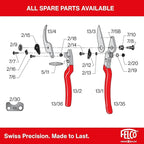 Felco F-13 Pruning Shears – 10.6" Garden Clippers with Dual-Hand Use & 30mm Cut | Hand Pruners for Gardening | Garden Tool Cutter with Bypass & Anvil Blades, Forged Aluminum Handle, Large Hand Fit