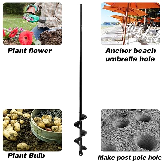 Auger Drill Bit for Planting Ruooson 1.6X17.5 in Garden AugerSpiral Drill, Easy Planter Rapid Planter Plant for 3/8" Hex Drive Drill <1Pcs>.