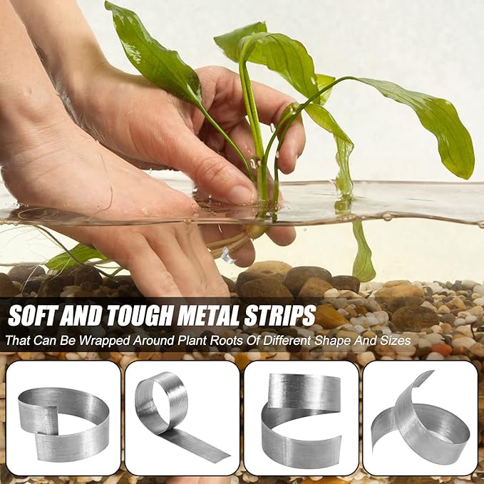 TOYMIS 25pcs Aquarium Plant Weights Anchors, Bendable U-Shape Metal Plant Anchors for Live/Plastic Plants, 140x14x0.25mm, Silver, Modern/Functional, Aquatic Plants, Plant Weights