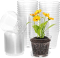 WSMKSZ 4 Inch Clear Nursery Pots, Set of 30 Transparent Plant Flower Pots for Small Indoor Plants with Drainage Holes & Trays, Plastic Seedling Starter Pots for Various Plants