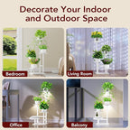 Homsorout Plant Stand Indoor with Grow Light, 4-Tiered Tall Plant Stand Indoor, Metal Plant Shelf with Adjustable Light, Ideal for Living Room, Garden, Patio white