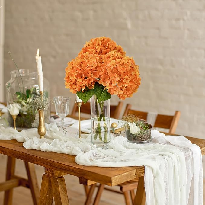 Leftover 3 Pcs Fall Hydrangea Artificial Flowers,21" Real Touch Faux Hydrangea Flowers and 3 PCS Butterflies Fall Hydrangea Stems,Fall Floral Arrangement Centerpiece Table,Wedding,Home Decor